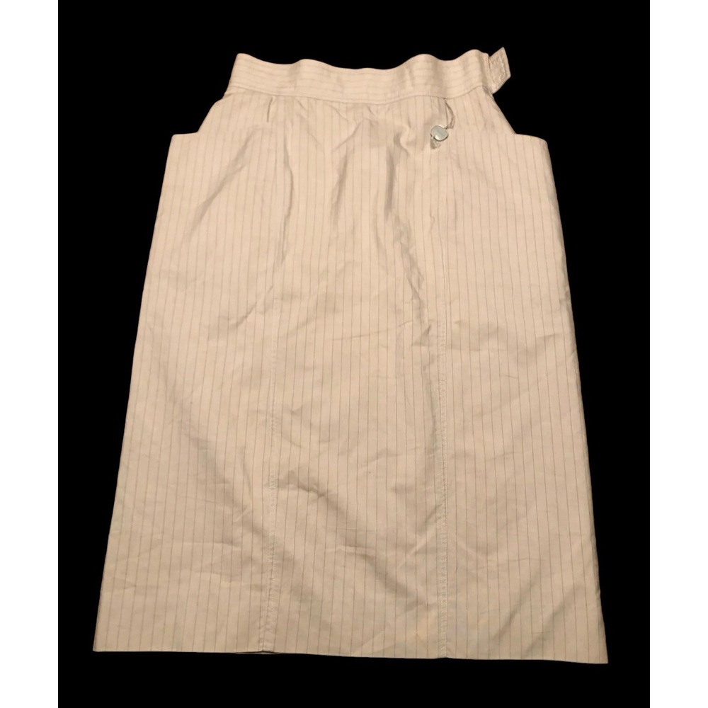 Tahari Skirt Beige Striped Straight Cotton Mid Length NWT - Size‎ 12
